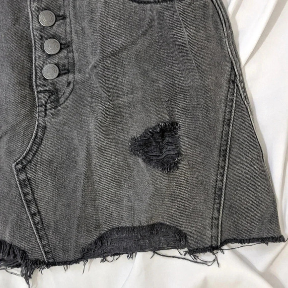We The Free Distressed Button Fly Mini-Skirt, Color Rainn Black Size 26 - Picture 7 of 13